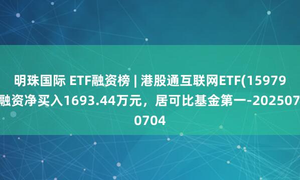 明珠国际 ETF融资榜 | 港股通互联网ETF(159792)融资净买入1693.44万元，居可比基金第一-20250704